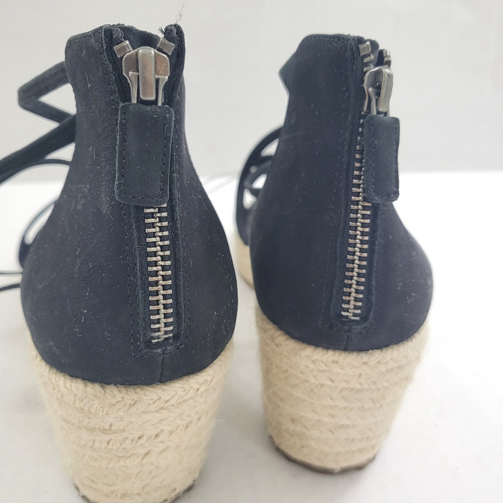 NEW Eileen Fisher Wanda Black Tumbled Nubuck Espadrille Wedge Sandal, Size 11 - Picture 9 of 11